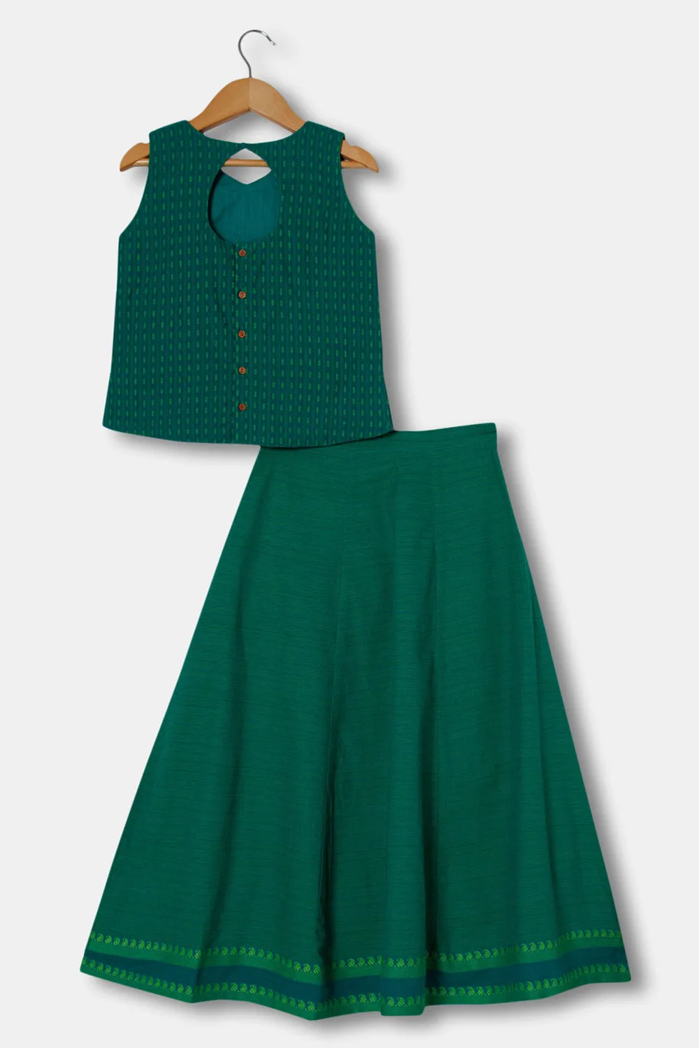 Chittythalli Girls Ethnic Wear Pavadai Set Cotton Regular Fit - Green - PS60