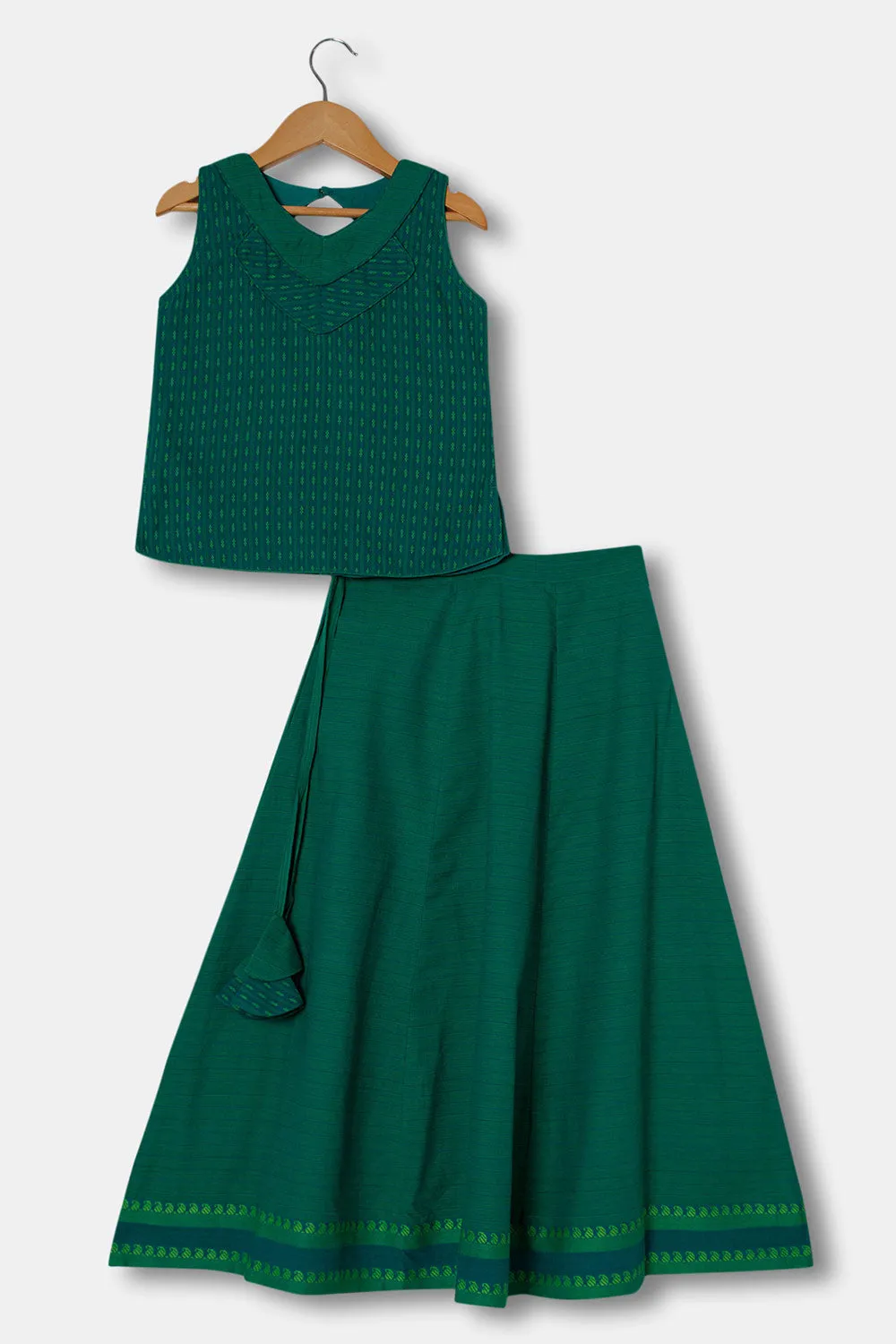 Chittythalli Girls Ethnic Wear Pavadai Set Cotton Regular Fit - Green - PS60