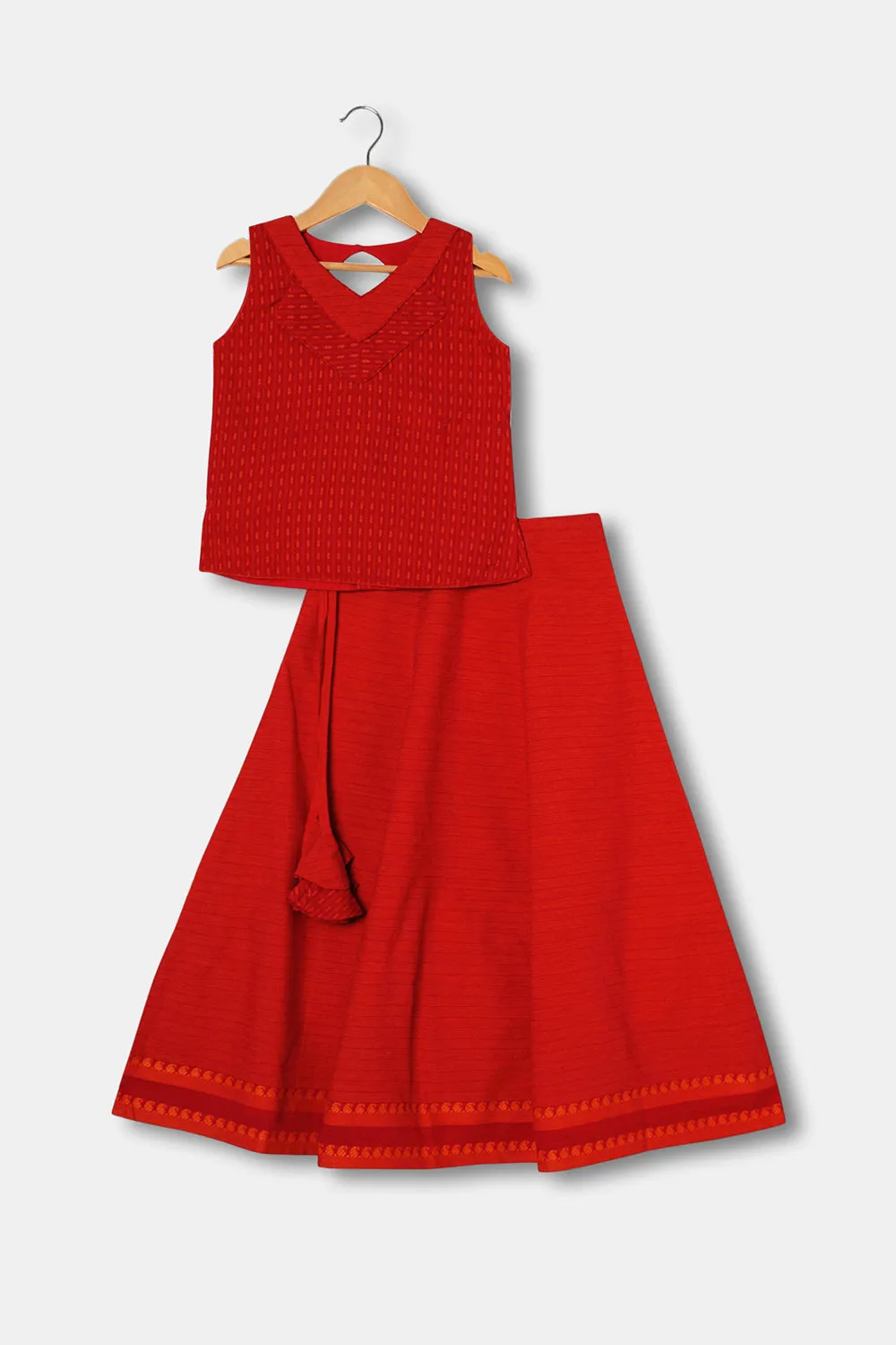 Chittythalli Girls Ethnic Wear Pavadai Set Cotton Regular Fit - Pink - PS60