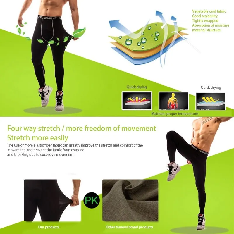 Compression Pants Mens Gym Leggings Sport Training Pants Men Running Tights Trousers Men Sportswear Dry Quick Fit Jogging Pants