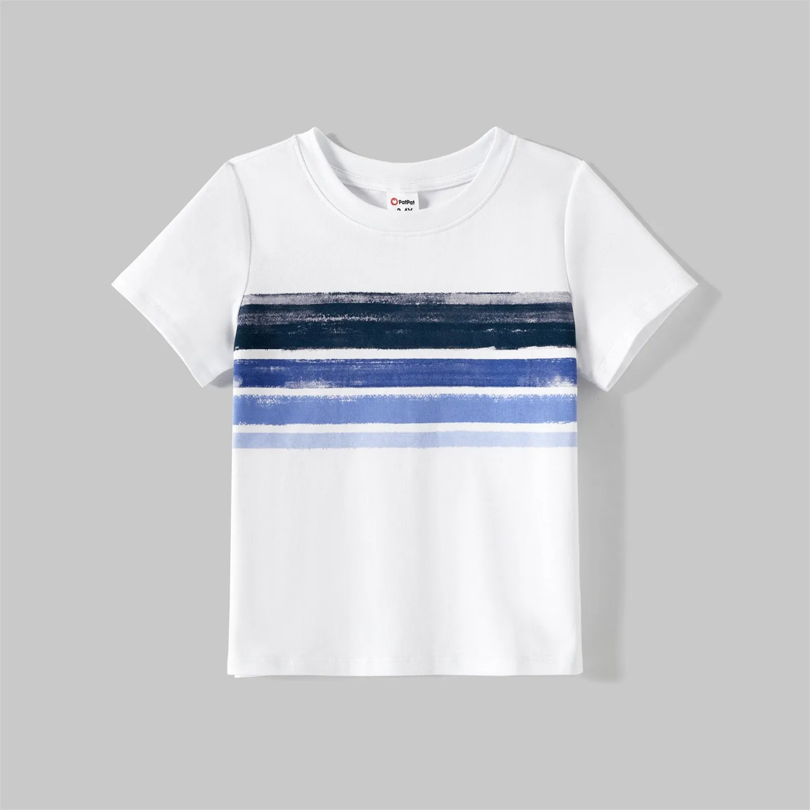 Short Sleeve Striped White & Blue Dress Sets - Matching Family Outfit